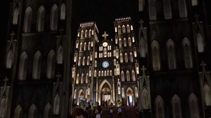 ベトナム旅行🇻🇳神秘的な夜の教会 ハノイ大聖堂/ハノイ旧市街/街歩き #海外旅行 #ベトナム旅行 #vietnam