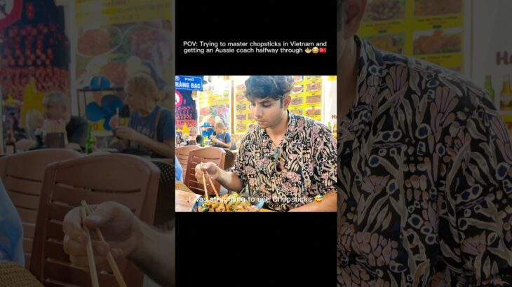 Trying to master chopsticks in Vietnam and getting an Aussie coach halfway through 😁 #hanoi #travel